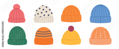 Knitted Hats Collection - Various Colors and Styles for Winter Wear and Cold Season Fashion