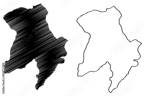 Edgeoya island (Kingdom of Norway, Svalbard) map vector illustration, scribble sketch Edge Island map