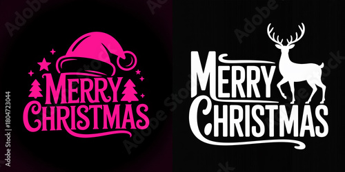 Merry Christmas greeting design with festive elements and colors