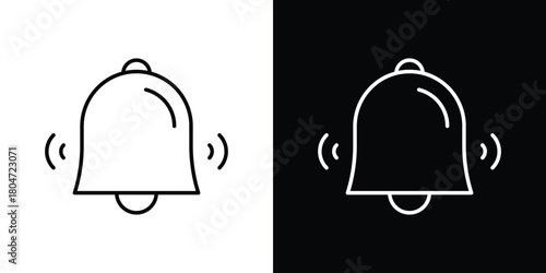 Bell ring icons. Vector black and line icon, EPS10