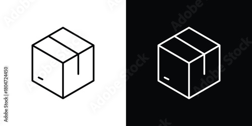 Box icons. Vector black and line icon, EPS10
