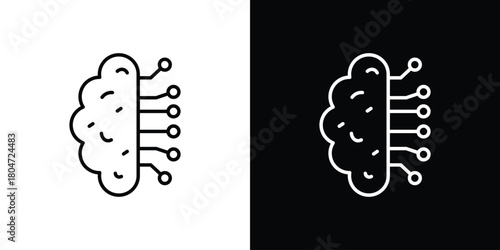 Brain circuit icons. Vector black and line icon, EPS10