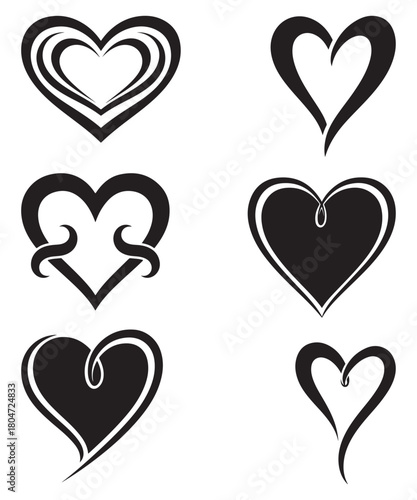 Valentine Day Heart Icons Pack for Romantic Designs.