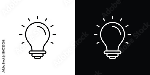 Bulb icons. Vector black and line icon, EPS10