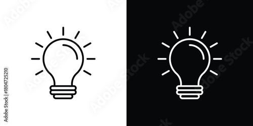 Bulb icons. Vector black and line icon, EPS10