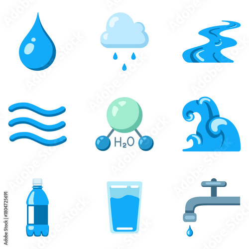 Vector Set of Color Water Icons