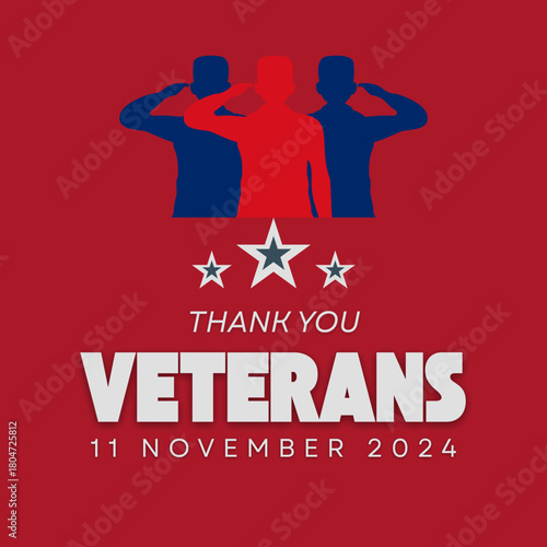 Veterans Day Thank You message on American flag, tribute to military service and patriotism.