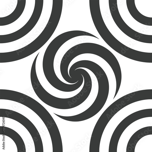 Stylized spiral ring formations arranged into soothing artistic motion Seamless Pattern Design
