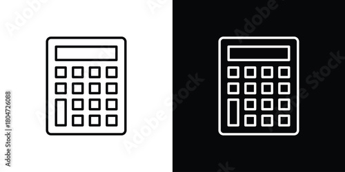 Calculator icons. Vector black and line icon, EPS10