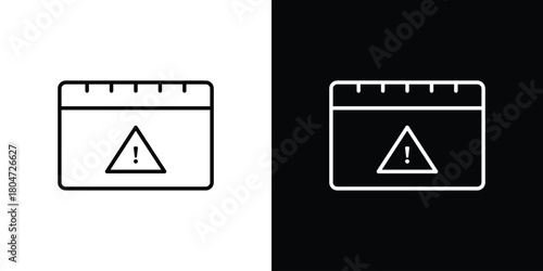 Calendar exclamation icons. Vector black and line icon, EPS10