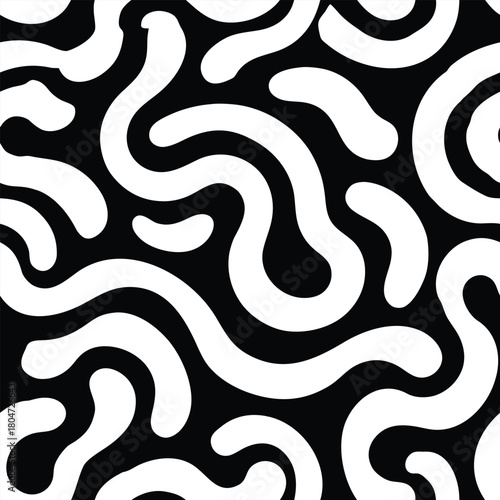 Soft drifting thin squiggle lines forming relaxed fluid movement Seamless Pattern Design
