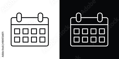 Calendar icons. Vector black and line icon, EPS10