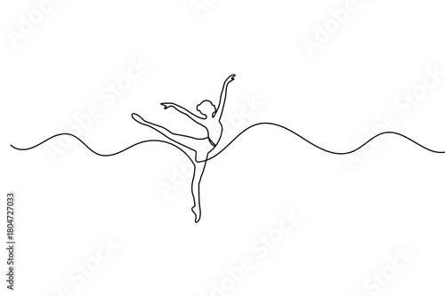 Continuous one line drawing of a ballet dancer in clean minimalist style simple outline vector art
