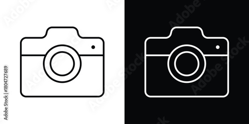Camera icons. Vector black and line icon, EPS10