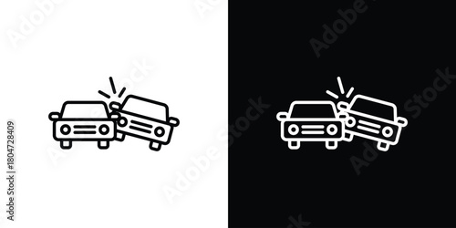 Car crash icons. Vector black and line icon, EPS10