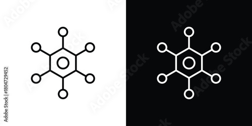 Chart connected icons. Vector black and line icon, EPS10
