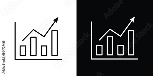 Chart histogram icons. Vector black and line icon, EPS10