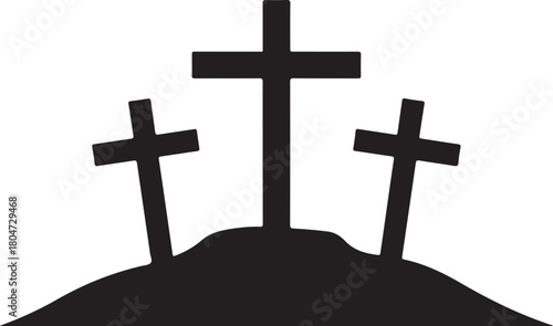 Three crosses on hill silhouette religion christianity