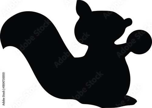 Cute Silhouette of a Squirrel Holding a Nut