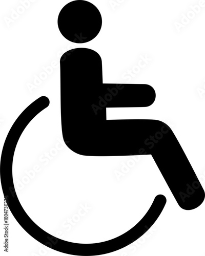 Simple Flat Person in Wheelchair Accessibility Sign Icon
