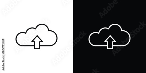 Cloud upload icons. Vector black and line icon, EPS10