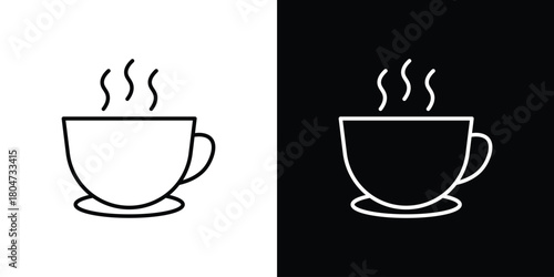 Coffee icons. Vector black and line icon, EPS10