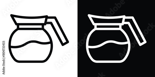 Coffee pot icons. Vector black and line icon, EPS10