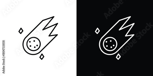 Comet icons. Vector black and line icon, EPS10