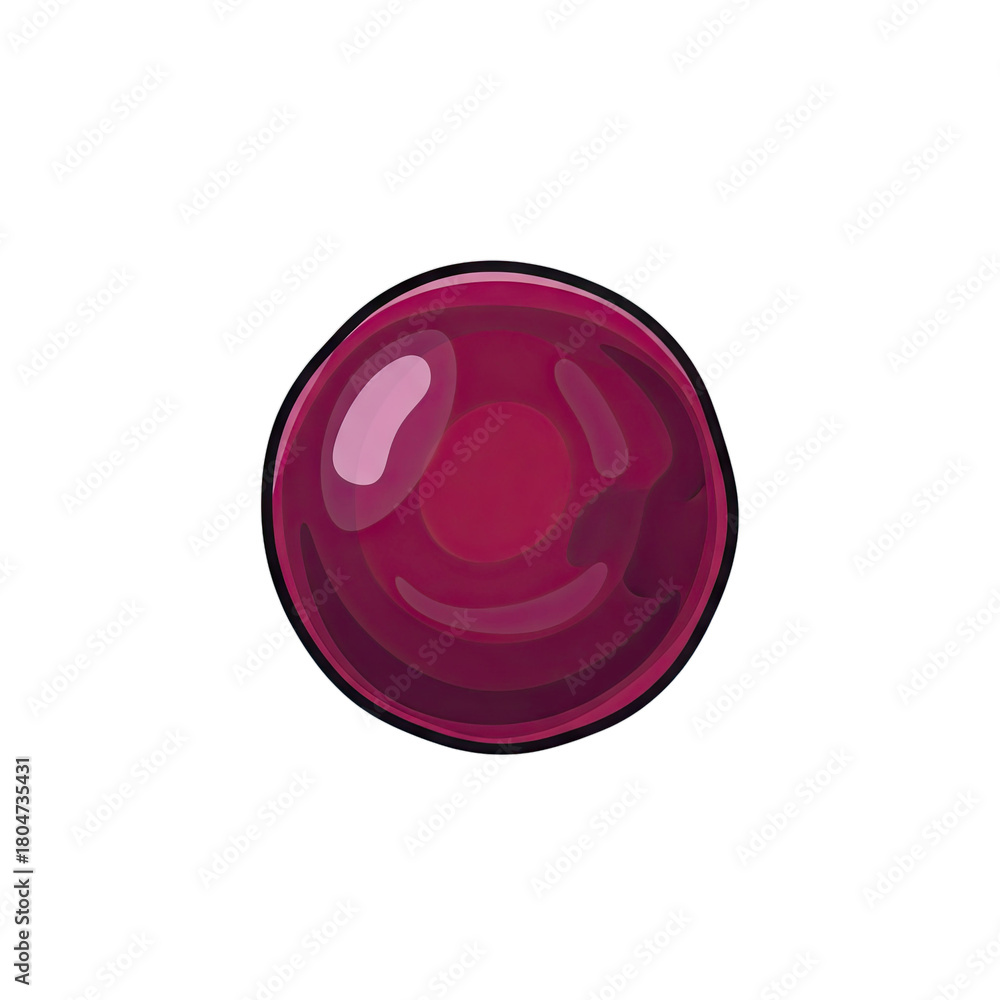 Obraz premium Glossy Crimson Sphere With Reflections On A Dark Magenta Background With Subtle Lighting Effects