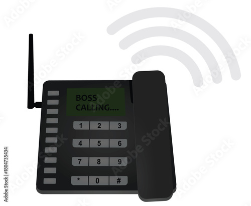 Black corded phone. vector illustration	