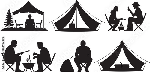 Outdoor Camping Adventure Lifestyle Silhouettes