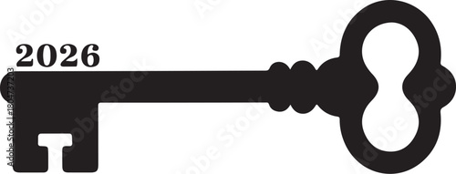 Black key with year twenty six silhouette