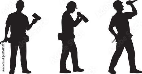 Professional Skilled Laborers with Tools Vector