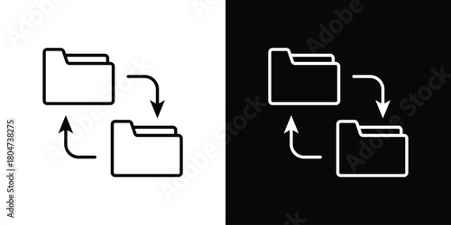 Data transfer icons. Vector black and line icon, EPS10