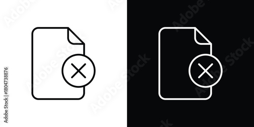 Delete Document icons. Vector black and line icon, EPS10