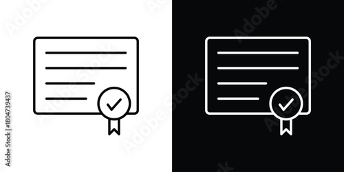 Diploma icons. Vector black and line icon, EPS10