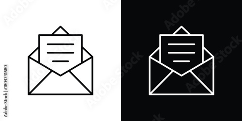 Envelope open icons. Vector black and line icon, EPS10