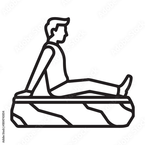 Man sitting on a stone block icon with transparent background rock