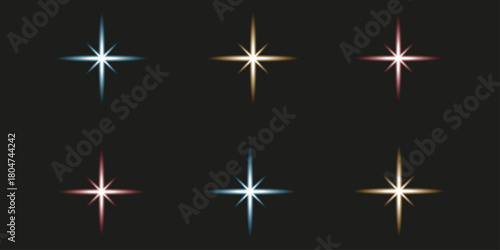 Colorful starburst glow light effects collection for overlay and design element