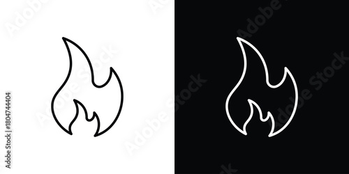 Flame icons. Vector black and line icon, EPS10