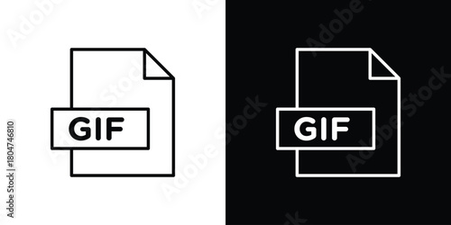 Gif icons. Vector black and line icon, EPS10