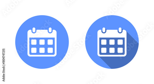 Calendar, date icon with long shadow. Event schedule symbol. Planner and reminder sign
