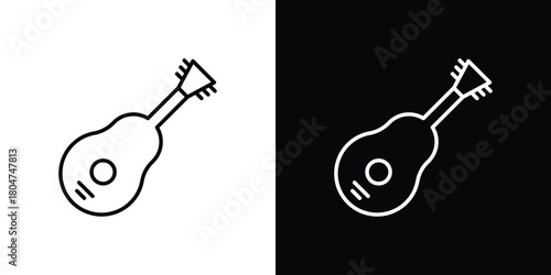 Guitar icons. Vector black and line icon, EPS10