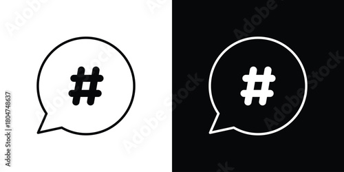 Hashtag icons. Vector black and line icon, EPS10