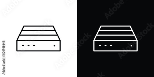 Hard Disk icons. Vector black and line icon, EPS10