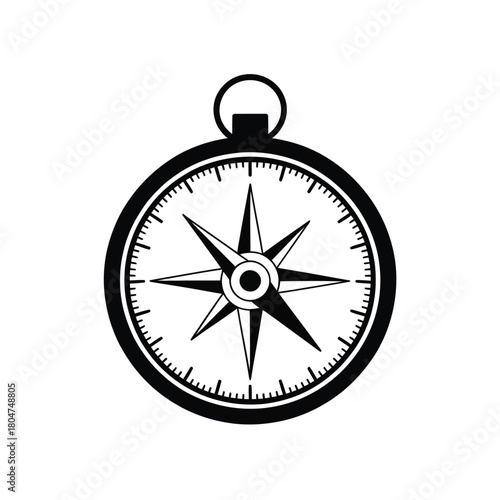 Free Download Black and white illustration of a vintage compass on a white background - GFXLoad