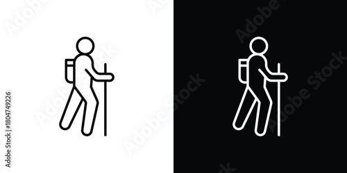 Hiking icons. Vector black and line icon, EPS10