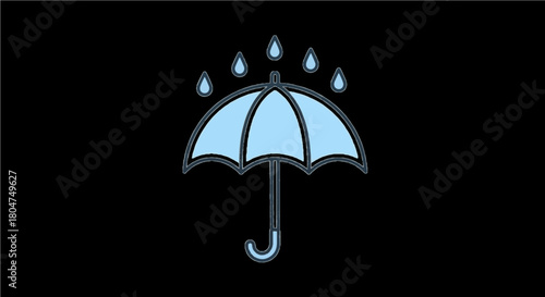 The image displays a light blue, stylized icon of an umbrella with a hooked handle