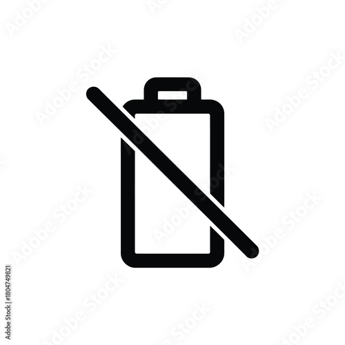 Battery icon with diagonal line symbolizing low power or no battery