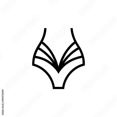 Stylized outline of a swimsuit bottom with lines on transparent background